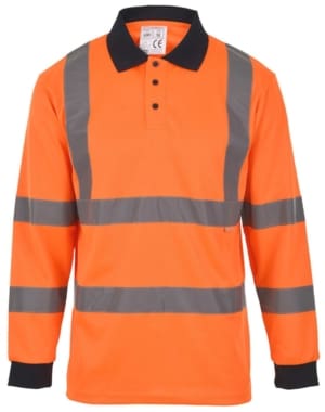 Hi Vis Orange Polo Shirt Long Sleeve