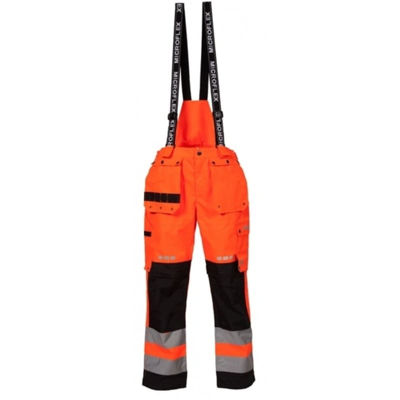 Lyngsoe Breatheable Waterproof Braced Trousers - Hi Vis Orange