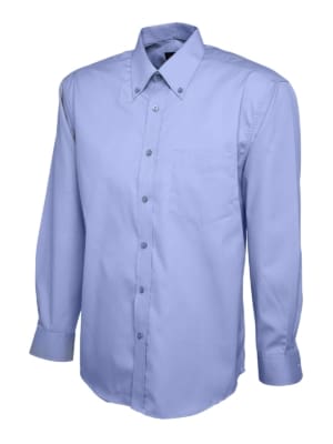 UC701 Uneek Mens Pinpoint Oxford Full Sleeve Shirt - Mid blue