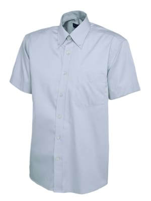 UC702 Uneek Mens Pinpoint Oxford Half Sleeve Shirt - Light Blue