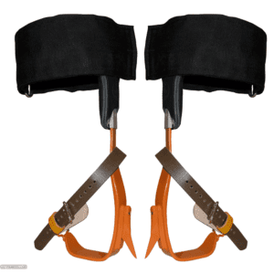 A pair of Bashlin twisted steel climbing spikes