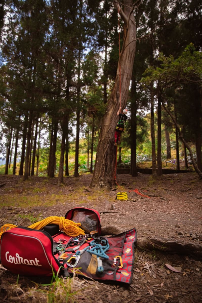 The Courant Cross Pro XL Bag Open In A Forest