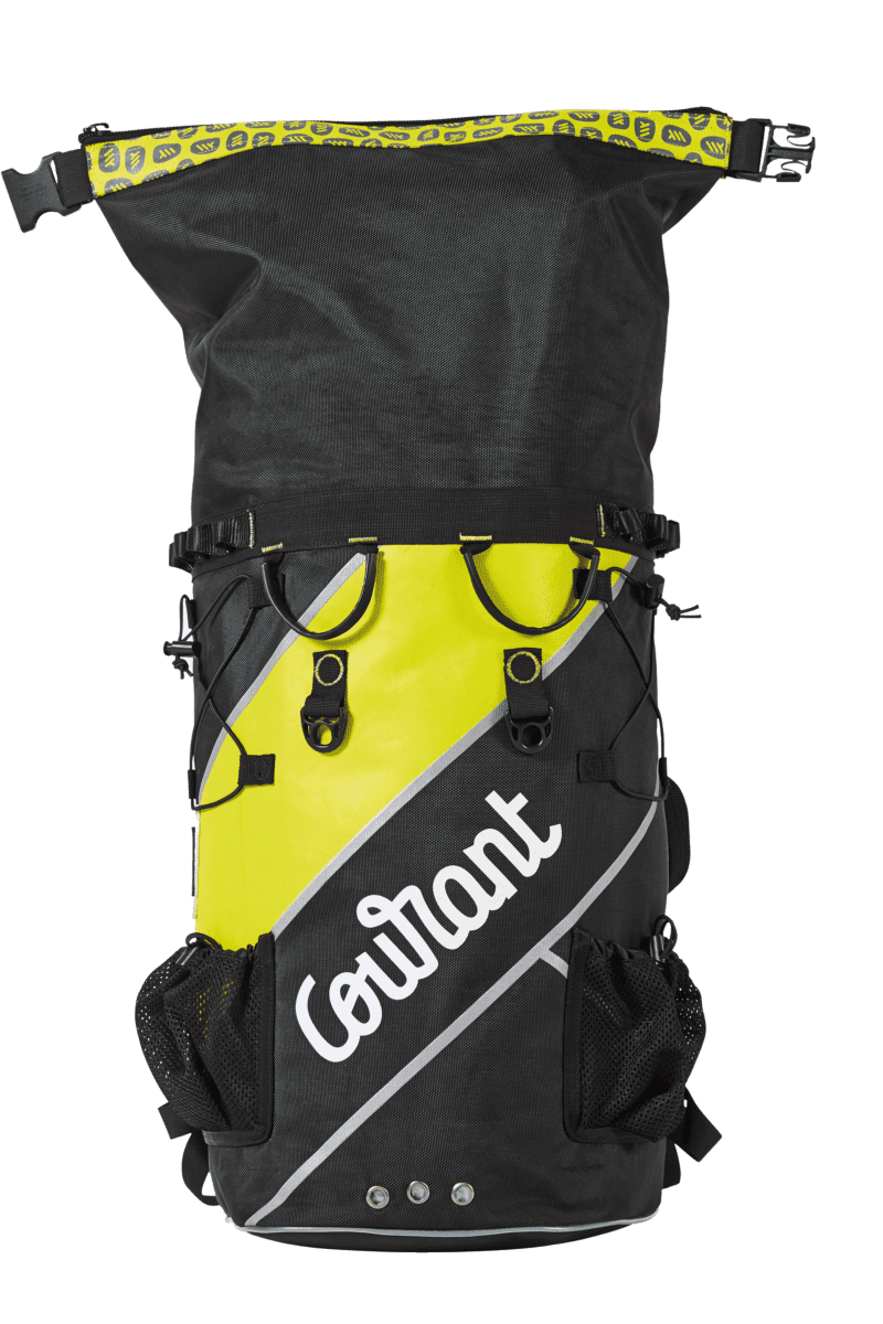 The Courant Dock Storage Bag In Flash Yellow With Top Unrolled