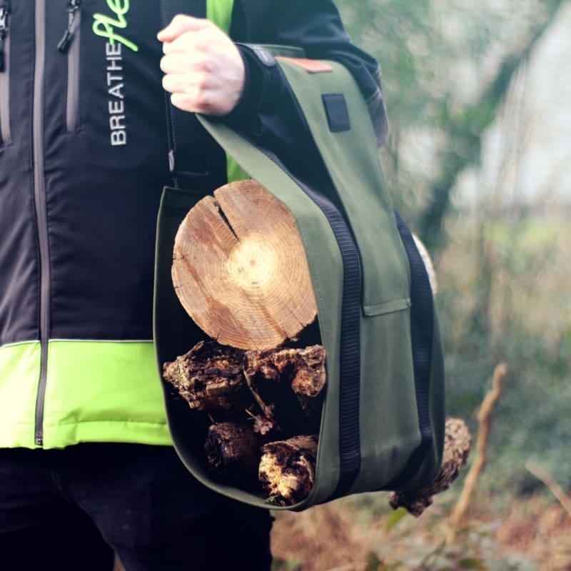 A Second Angle Of The LogOX WoodOX Wood Sling In Use