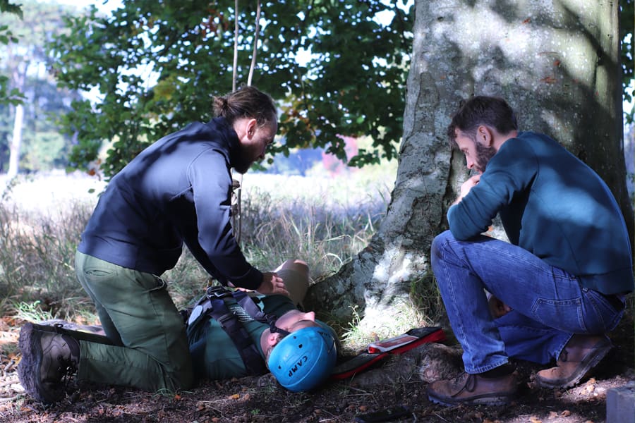 2 people performing first aid on a training course