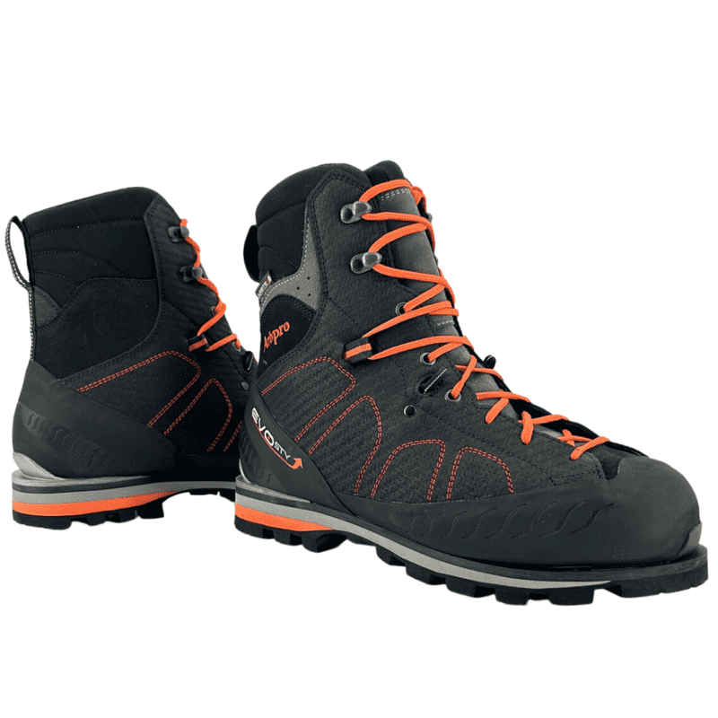 A side profile of a pair of ArbPro EVO Safety boots, showcasing the inside and outside of the boots