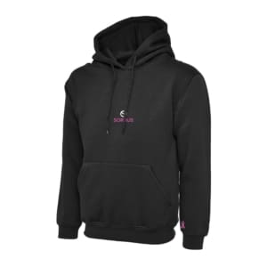 A front view of the Sorbus Pink October hoodie